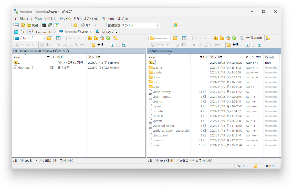WinSCP(接続直後)